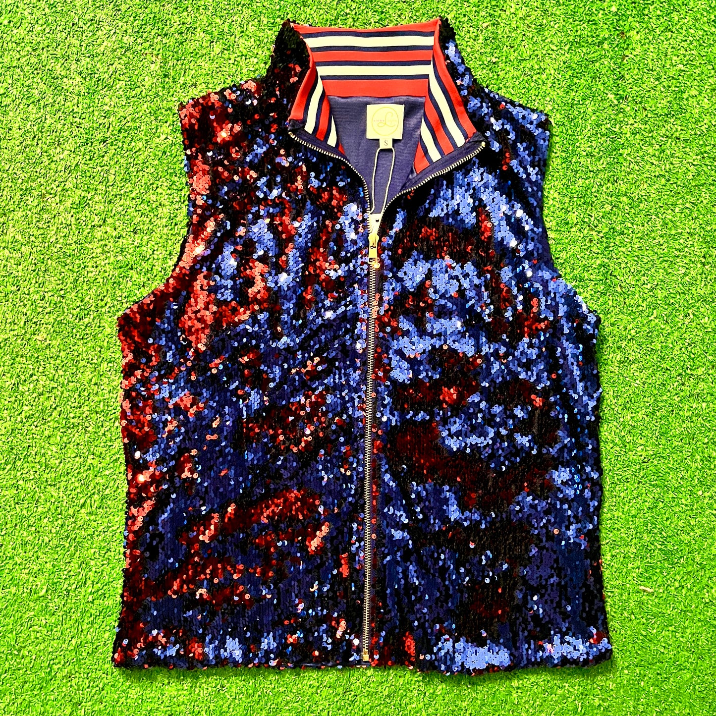 GLEAUX GIRL™ Confetti Sequin Vest / Blue+Red