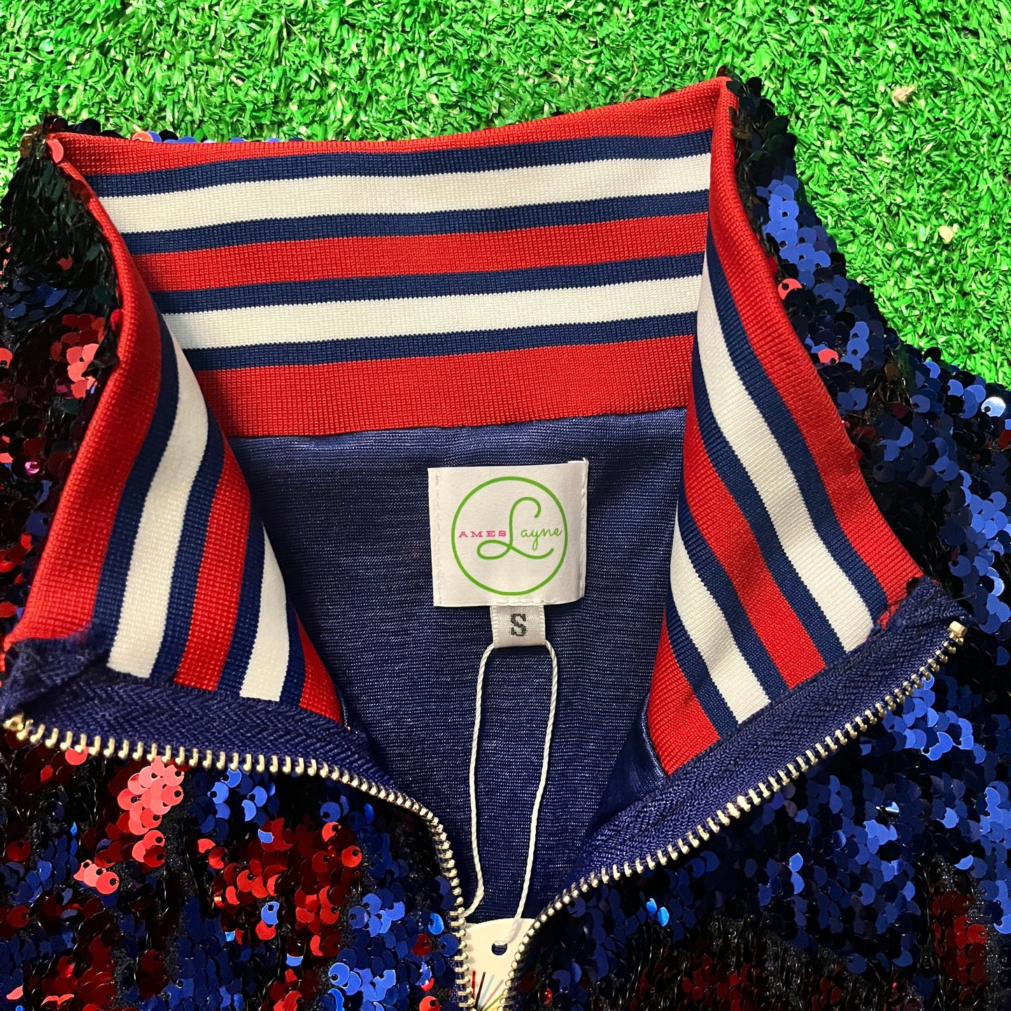 GLEAUX GIRL™ Confetti Sequin Vest / Blue+Red