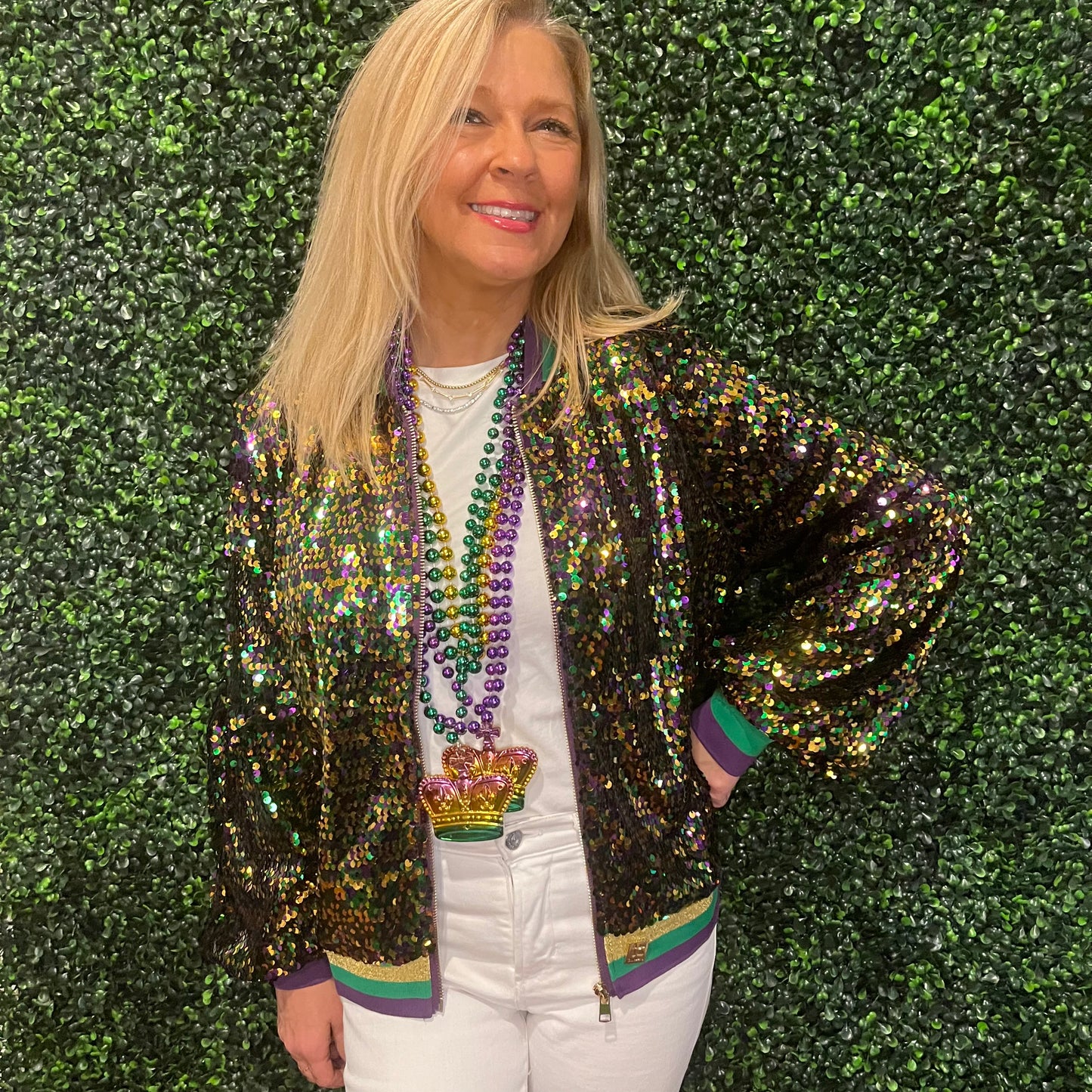 GLEAUX GIRL™ MARDI GRAS SEQUIN CONFETTI JACKET