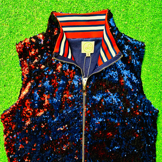 GLEAUX GIRL™ Sequin Vest / Blue+Red