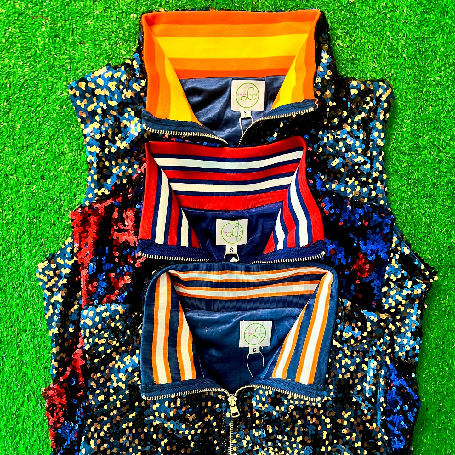 GLEAUX GIRL™ Confetti Sequin Vest / Blue+Red