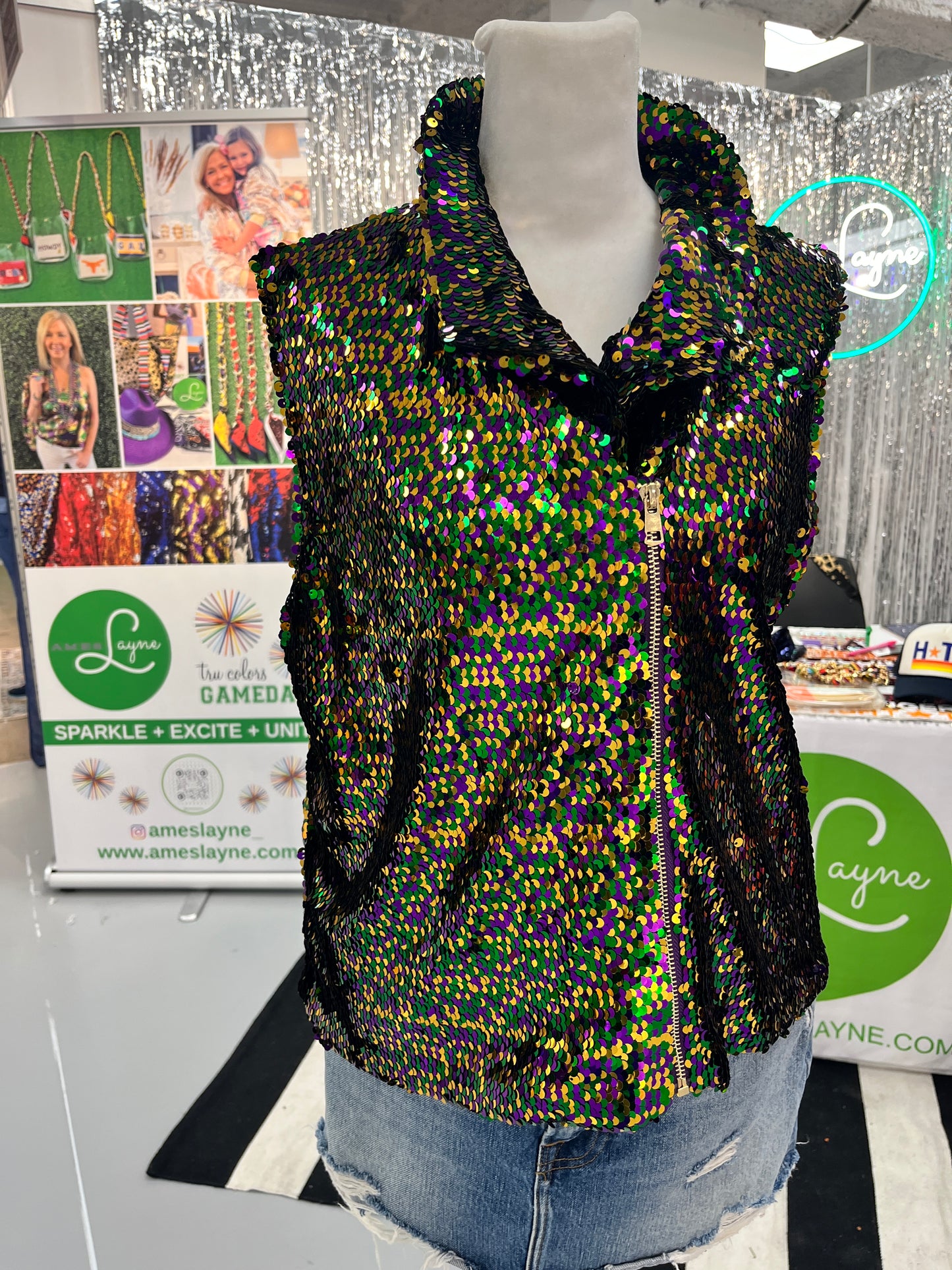 GLEAUX GIRL™ Mardi Gras Confetti Sequin Vest