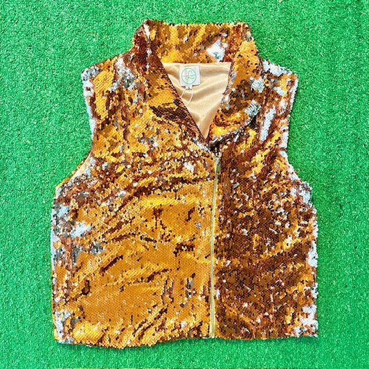 Gleaux Girl Sequin Moto Vest