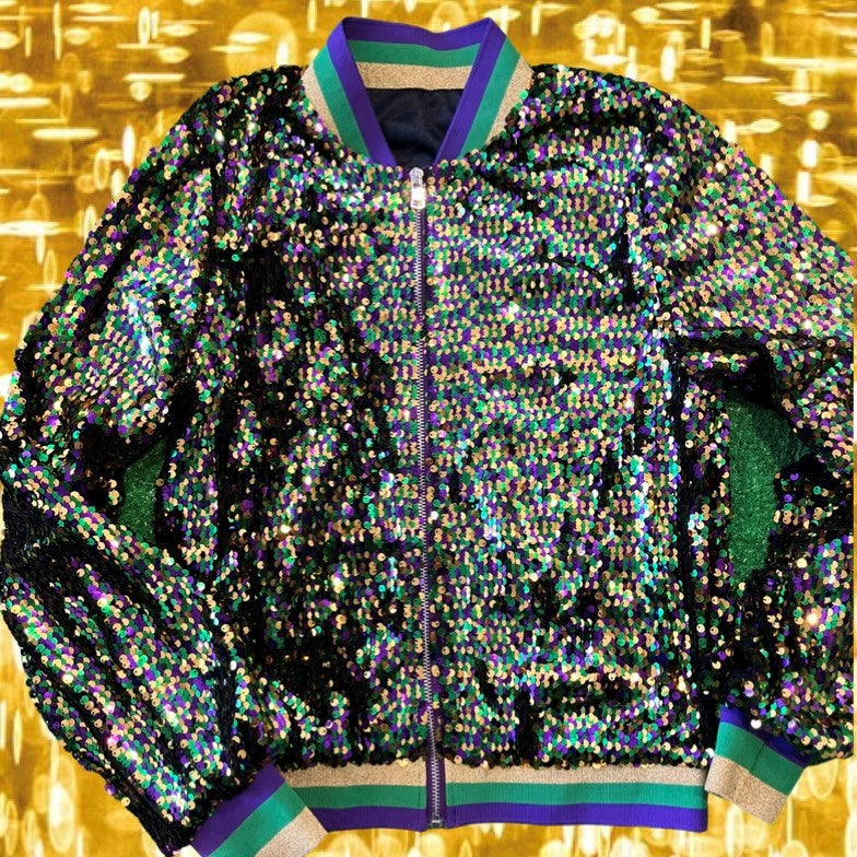 GLEAUX GIRL™ MARDI GRAS SEQUIN CONFETTI JACKET