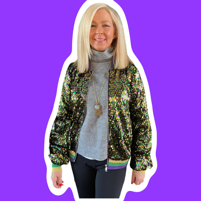 GLEAUX GIRL™ MARDI GRAS SEQUIN CONFETTI JACKET