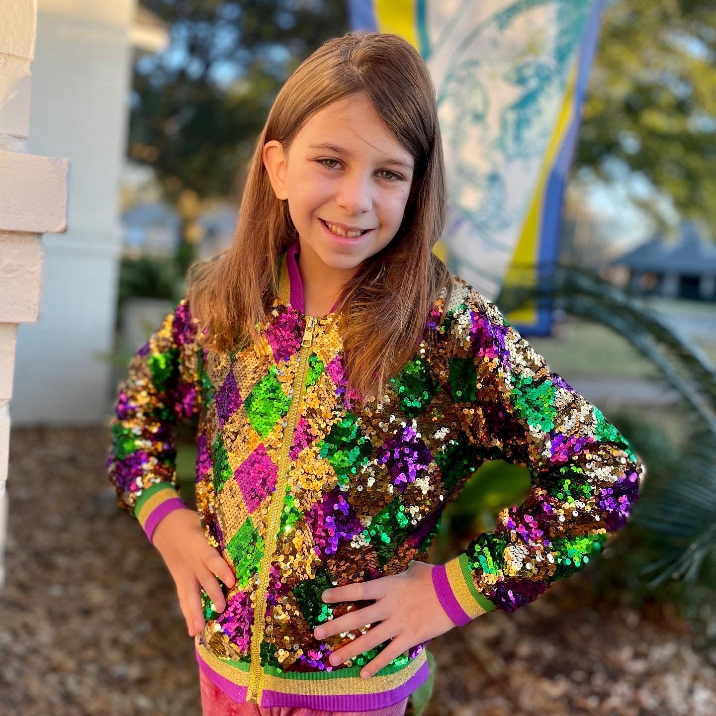 GLEAUX GIRL Kids Mardi Gras Sequin Jacket - TruColorsGameday