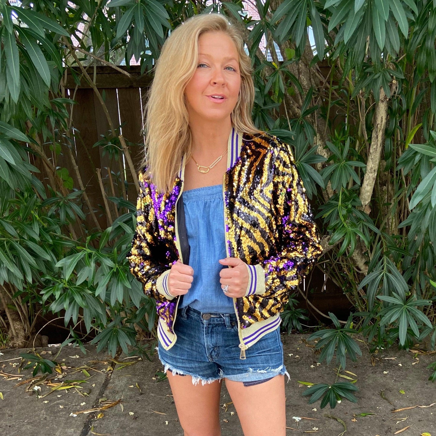 GLEAUX GIRL Tiger Stripe Sequin Jacket - TruColorsGameday