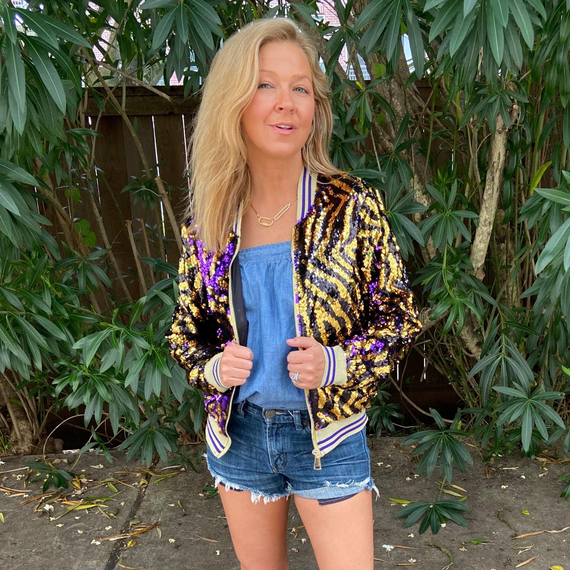 GLEAUX GIRL Tiger Stripe Sequin Jacket - TruColorsGameday