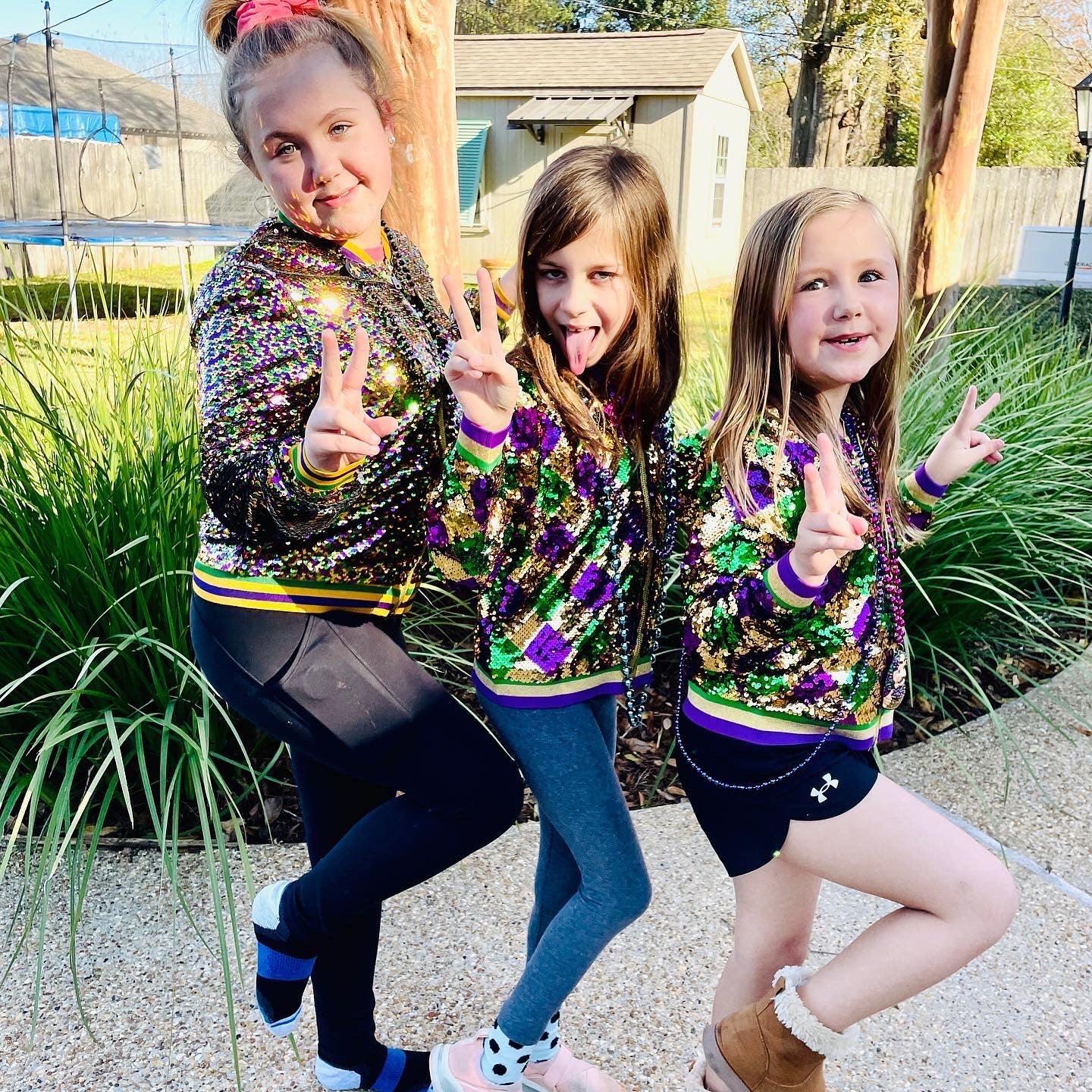 GLEAUX GIRL Kids Mardi Gras Sequin Jacket - TruColorsGameday