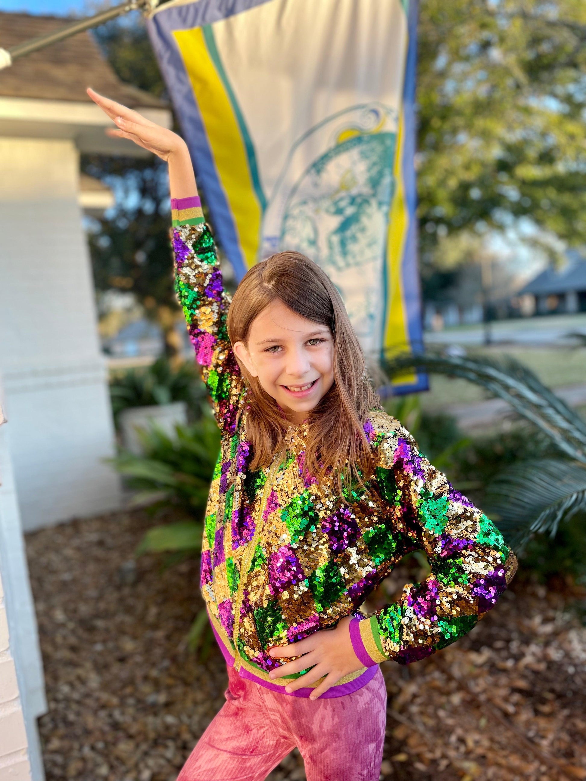 GLEAUX GIRL Kids Mardi Gras Sequin Jacket - TruColorsGameday