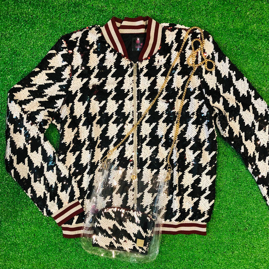 GLEAUX GIRL Houndstooth Sequin Jacket - TruColorsGameday