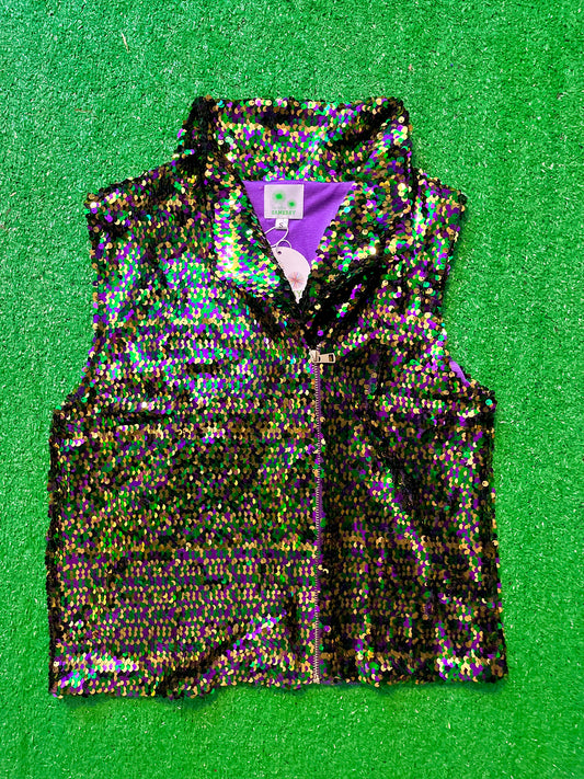 GLEAUX GIRL™ Mardi Gras Confetti Sequin Vest