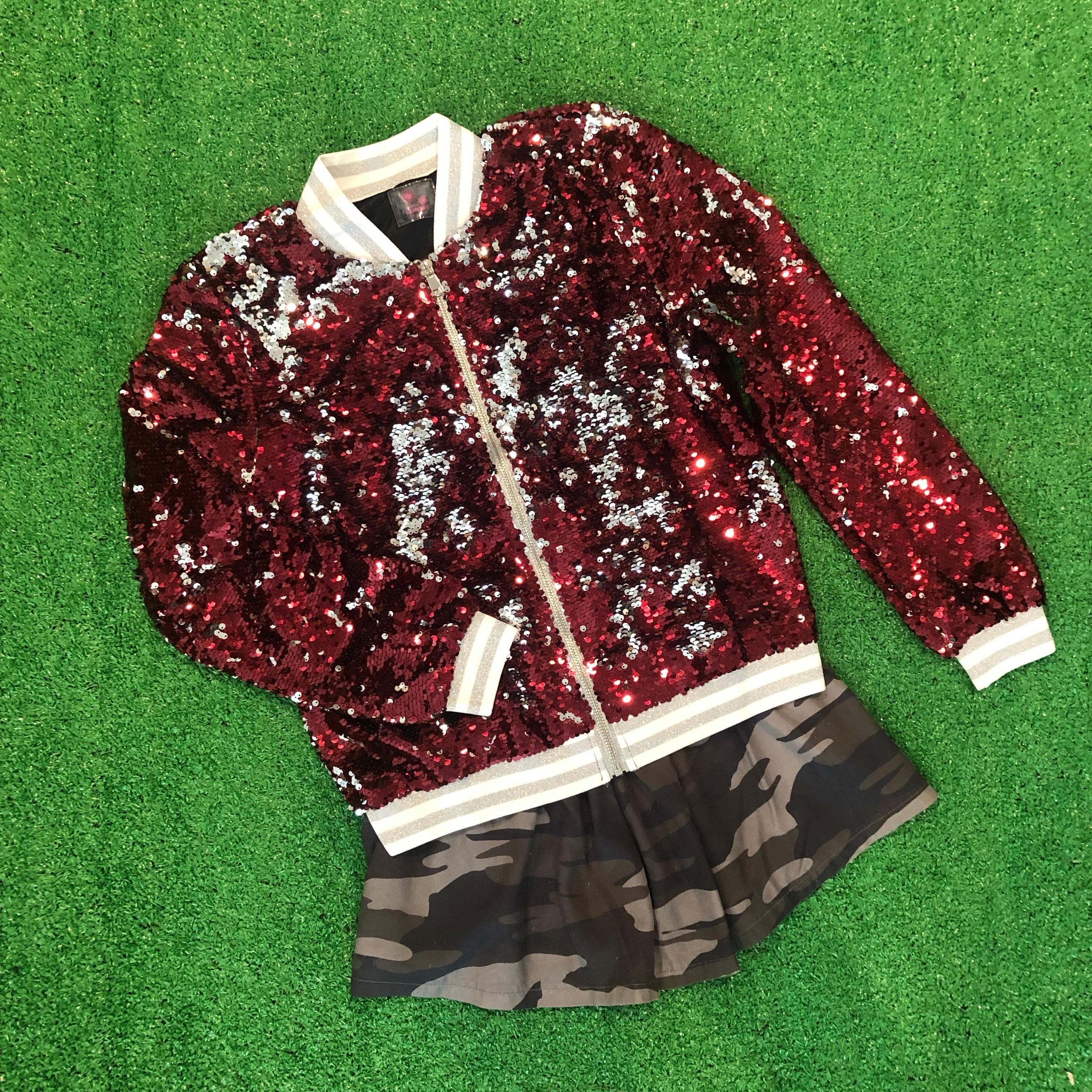 Red and clearance black sequin jacket